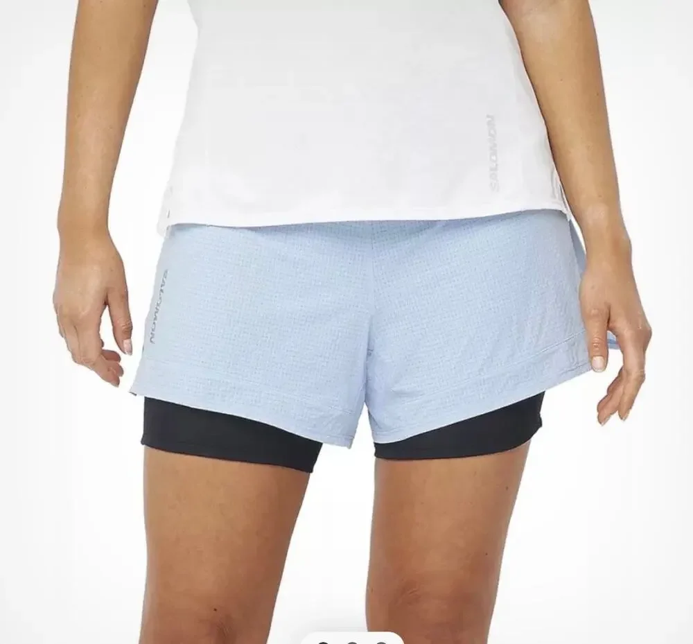 Salomon Women's Sense Aero 2-In-1 Shorts Light Blue Black Medium Outdoor Active